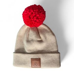Ampersand Avenue ~ oatmeal beanie with cherry on top